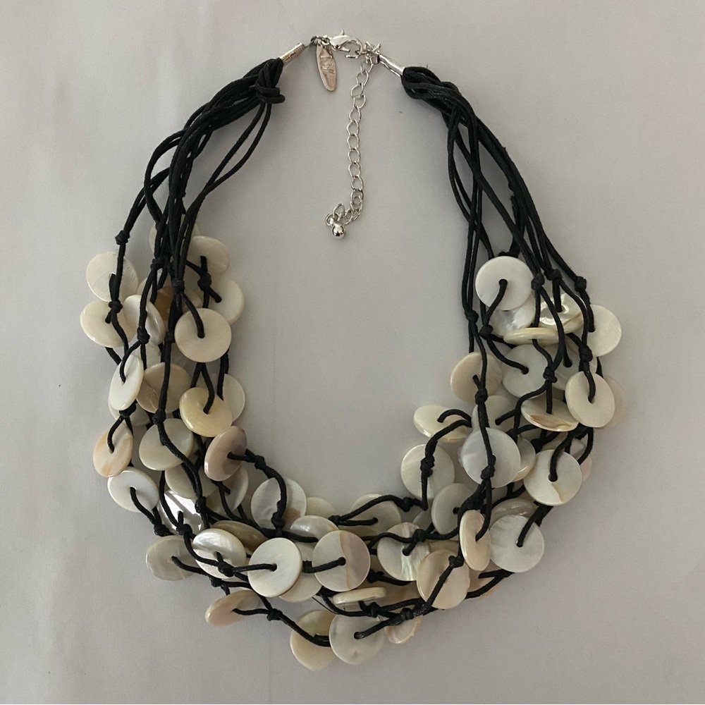 NY&Co Black and Cream Shell Necklace
